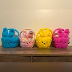 Peeps Bunny Plush Easter Basket 10.5” Pink Blue Yellow & Tie Dye Set of 4